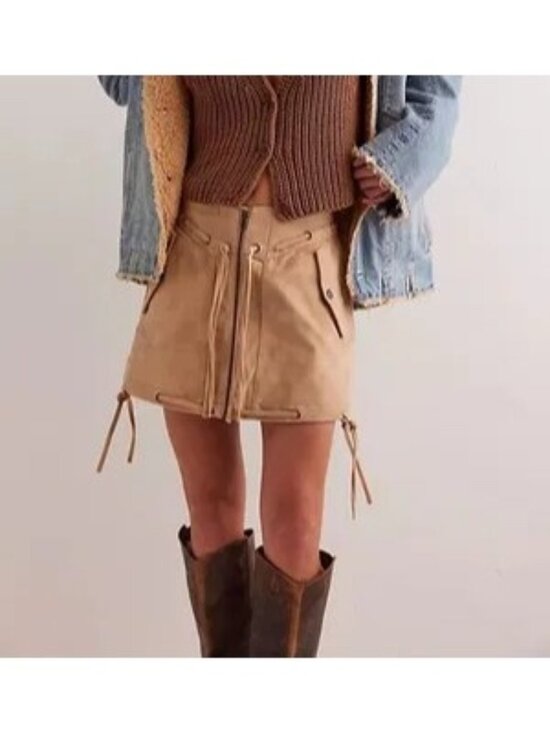 Free People Dresses & Skirts - Free People Sierra Mini Skirt Festival Faux Suede Country Western Boho Womens 2